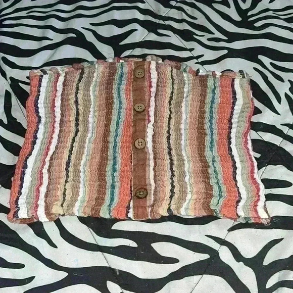 Multi Color Strapless Crop Top - Picture 1 of 3